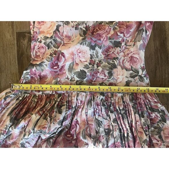 Eileen West Dress Size 8 Multi Floral Midi Button Back Prairiecore Pockets Vtg - Picture 5 of 12